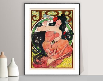 Alphonse Mucha 'Papier a Cigarettes Job' Vintage Art Nouveau Print