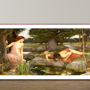 Echo and Narcissus di John William Waterhouse Stampa artistica - Stampa su carta per poster o tela / Idea regalo / Decorazione murale