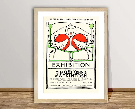 アート・デザイン・音楽 Mackintosh to Mollino: Fifty Years of Charles Rennie Mackintosh Exhibition Vintage Poster - Arts and