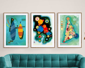 Set of 3 (%33 DISCOUNT) Wassily Kandinsky Collection  Fine Art Prints, Both Striped, Deepened Impulse, Dans Le Triangle, Abstract Wall Art