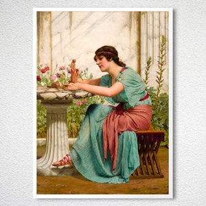 A Dilettante by John William Godward, Fine Art Poster, Neo-Classic Artwork, Greek Poster Print, Figurative Wall Art, Kitchen Wall Art, image 3