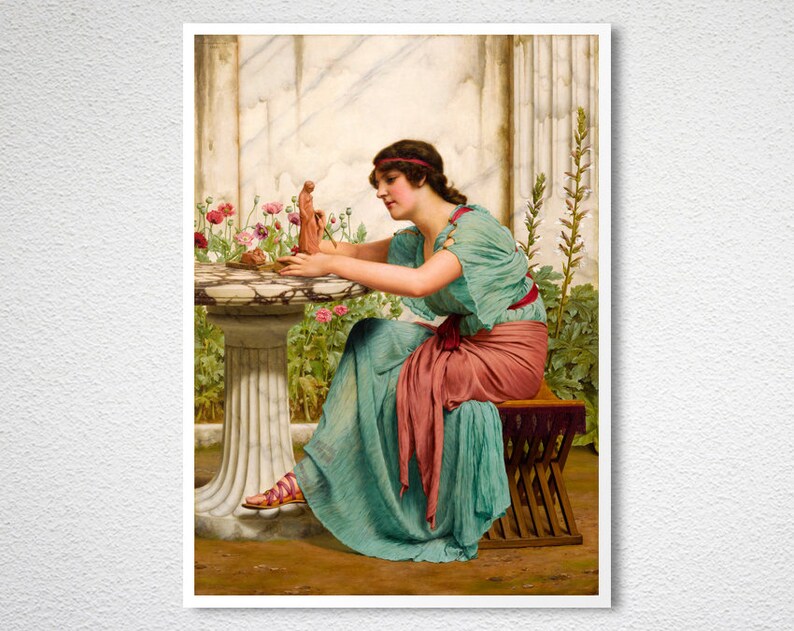 A Dilettante by John William Godward, Fine Art Poster, Neo-Classic Artwork, Greek Poster Print, Figurative Wall Art, Kitchen Wall Art, image 3