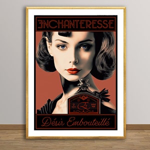 Enchanteresse, Desir Enbouteille Vintage Perfume Poster - Fashion Print / Gift Idea / Wall Decor