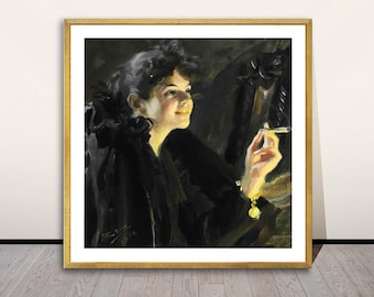 Anders Zorn's Cigarette Girl Fine Art Print – Vintage Portrait Painting