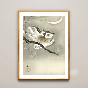 Gufo comune di Ohara Koson Fine Art Print - Carta per poster, stampa su tela