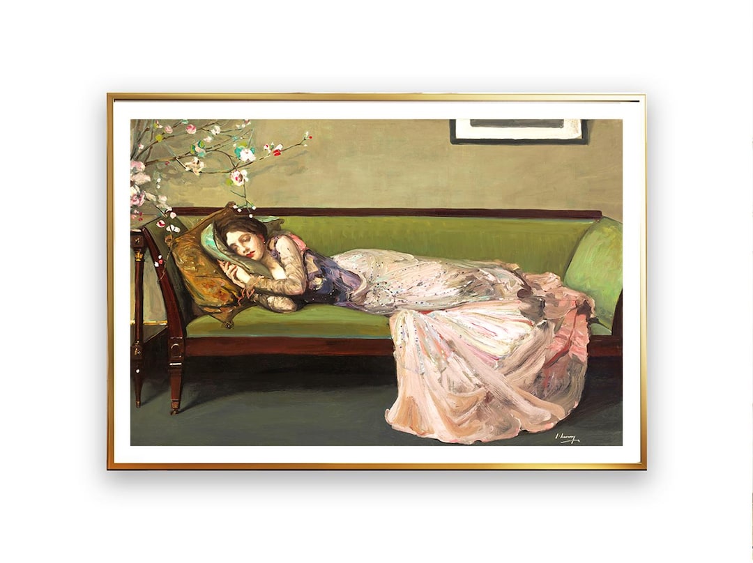 The Green Sofa By Sir John Lavery Fine Art Print Reclining Woman the-green-sofa-by-sir-john-lavery-fine-art-print-reclining-woman