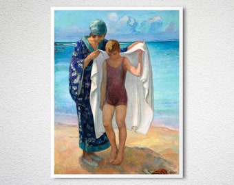 Préfailles, La Sortie de Bain by Henri Lebasque Fine Art Print - Poster Paper or Canvas Print / Gift Idea / Wall Decor