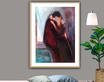 Pocałunek Edvarda Muncha, wydruk giclee Fine Art