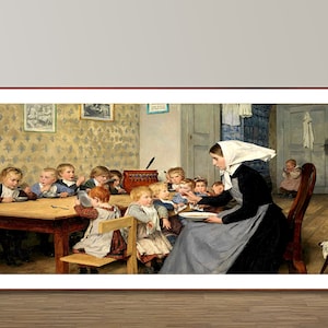 The Creche di Albert Anker Fine Art Print - Carta per poster o stampa su tela / Idea regalo