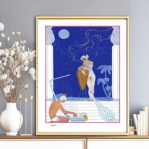 The Romance of Egypt by George Barbier Fine Art Print, Vintage Poster, Woman Wall Art, Autumn Artwork, Figurative Décor, Art Nouveau Poster