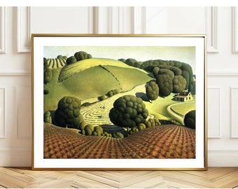 Grant Wood 'Young Corn' Fine Art Print: Midwest Landscape Painting