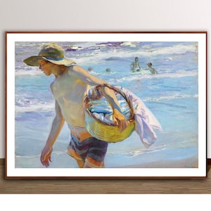 Young Fisherman, Valencia  by Joaquin Sorolla y Bastida Fine Art Print - Poster Paper or Canvas Print / Gift Idea / Wall Decor