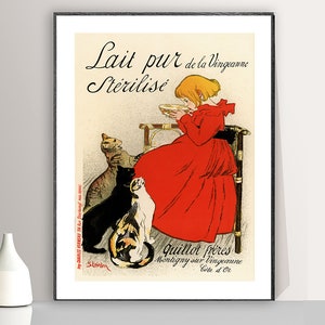 Lait Pur de la Vingeanne Sterilize Vintage Food&Drink Poster de Theophile Steinlen - Cartel de decoración de cocina, arte infantil, decoración de pared