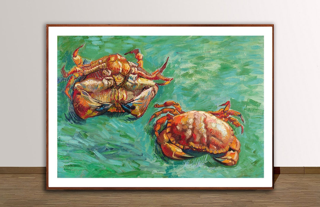 絵　絵画　水墨画　蟹　カニ　動物　心鏡　プレゼント　パーティー Amazon.co.jp: 22 枚の油絵 2 匹のカニ フィンセント ファン ゴッホ