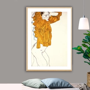 Girl Undressing by Egon Schiele, Fine Art Print, Expressionist Poster, Abstract Poster, Modern Artwork, Woman Painting