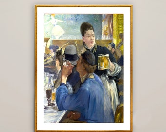 Beer Waitress by Eduard Manet, Fine Art Print, Realist Artwork, Impressionist Poster, Spanish Wall Art, Food & Drink Poster, Cafe Wall Décor