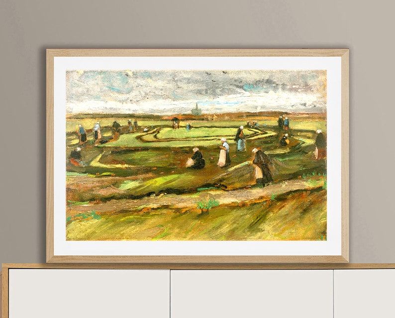 Women Mending Nets in the Dunes by Vincent Van Gogh Fine Art Print Landscape Poster, Gift Idea, Wall Decor image 2