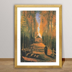 Poplar Avenue in Autumn di Vincent Van Gogh, stampa d'arte, poster impressionista, opere d'arte primaverili, decorazioni naturali