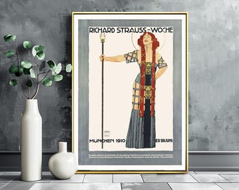 Richard Strauss Vintage Music Poster: Ludwig Hohlwein Art Print