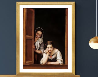 Murillo Fine Art Print: Two Women at a Window, Figurative Wall Decor