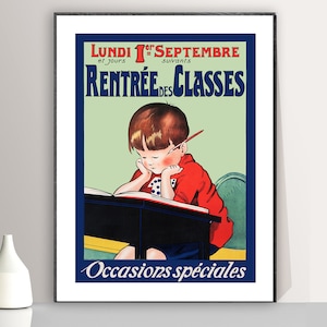 Lundi 1er septembre, Rentrée des classes, Occasions spéciales Vintage Poster - Poster su carta o tela stampata / Idea regalo