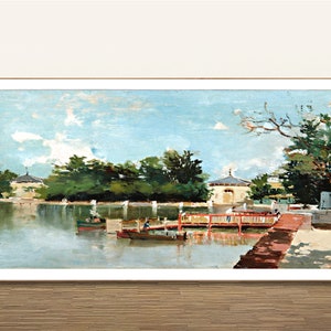 Blick auf den Bootsanleger in den Retiro Gärten, Madrid von Joaquin Sorolla y Bastida Fine Art Print - Poster auf Papier oder Leinwand