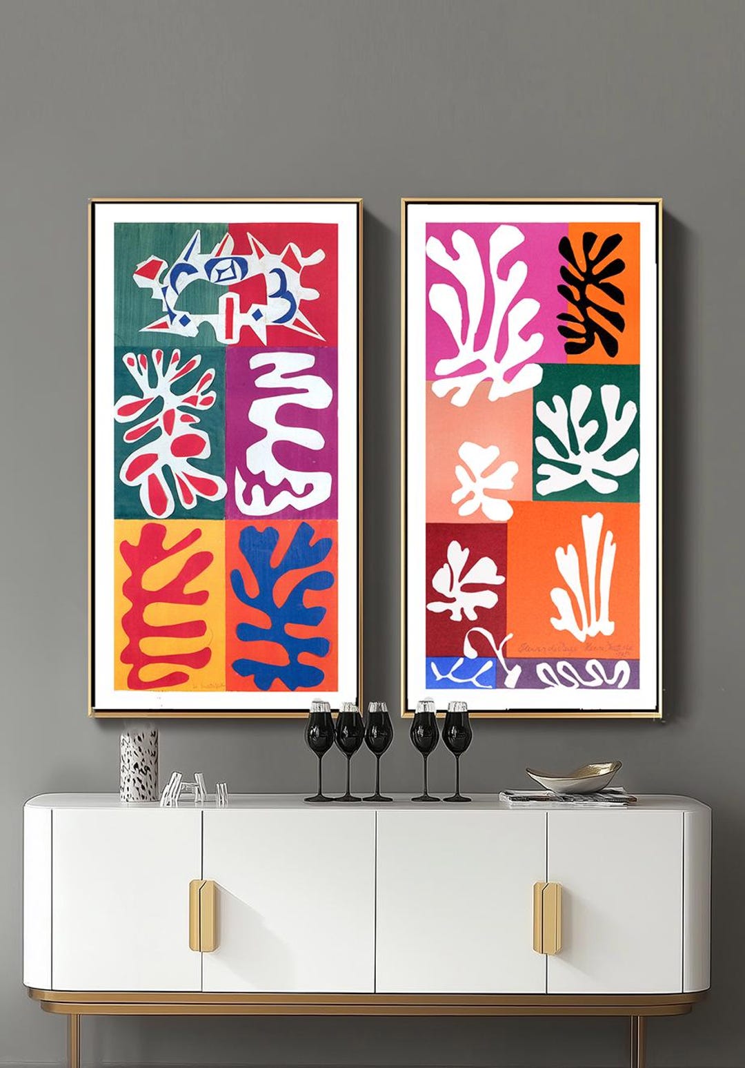 Henri Matisse Fleurs De Neige, Panel With Mask Art Prints: Set of