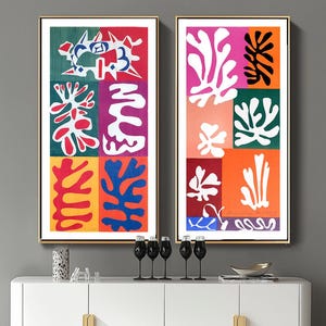 Henri Matisse Collection Set van 2 Fleurs de Neige, paneel met masker Fine Art Prints - Abstracte kunst / Cadeau-idee / Wanddecoratie