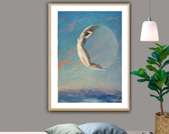 Selene Moon Goddess Art Print: Albert Aublet Mythological Wall Decor