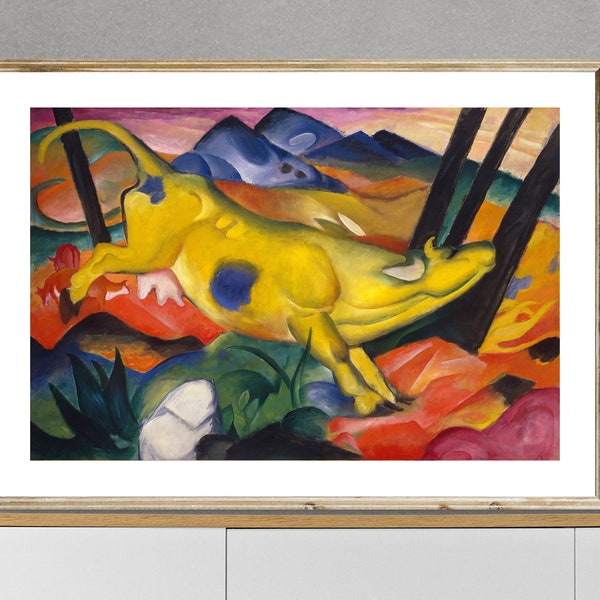 Yellow Cow (Gelbe Kuh) by Franz Marc Fine Art Print - Poster Paper or Canvas Print / Gift Idea / Wall Decor