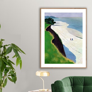 La Falaise De La Greve Blanche de Felix Vallotton, impressão de belas artes, pôster de paisagem, decoração de paisagem marítima, pintura de praia, arte de parede costeira