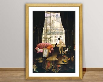 A Studio in Montparnasse by Christopher R.W. Nevinson Fine Art Print -Modernist Interior Art Print,  Expressionist Wall Art