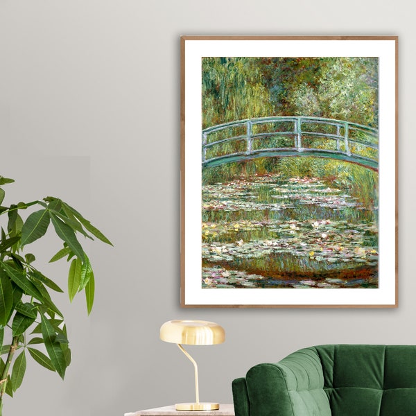 Bridge over a Pond of Water Lilies by Claude Monet, Fine Art Print, Impressionist Poster, Botanical Wall Art, Flowers Artwork, Lake Painting