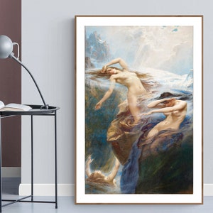 The Mountain Mists di Herbert James Draper Fine Art Print - Carta per poster o stampa su tela / Idea regalo / Decorazione da parete