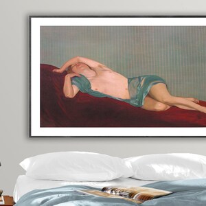 Nu à l'écharpe Verte by Felix Vallotton ファインアート プリント - ポスター紙またはキャンバスプリント / ギフトアイデア / 壁装飾