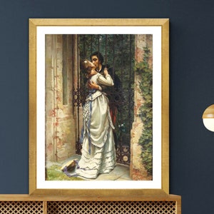 The Kiss autorstwa Silvio Allason Fine Art Poster, Sztuka romantyzmu, Dekoracje romantyczne, Sztuka figuratywna, Pomysły na prezenty, Dekoracje ścienne