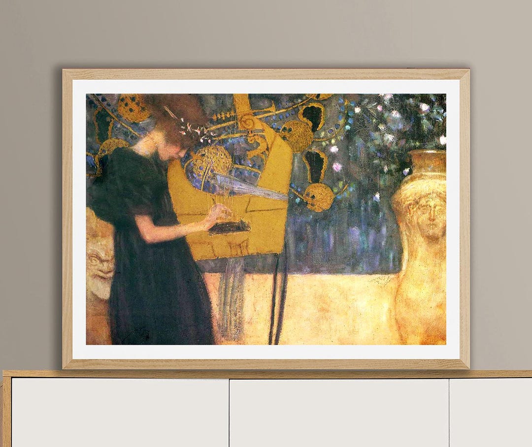Gustav Klimt Music Art Nouveau Print: Golden Lyre Player - Etsy