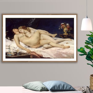 The Sleepers di Gustave Courbet Fine Art Print - Carta per poster o stampa su tela / Idea regalo / Decorazione da parete