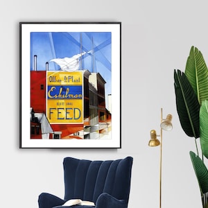 Buildings, Lancaster by Charles Demuth, Fine Art Print, Precisionist Poster, Watercolor Painting, Colorful Wall Décor, Modern Artwork