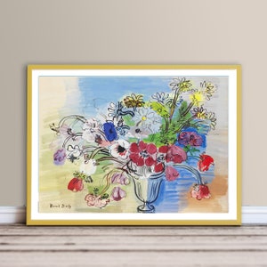 Fleurs Bouquet d'Anemones et Marguerites by Raoul Dufy Fine Art Print - Flowers Print, Flowers Lovers, Wall Decor