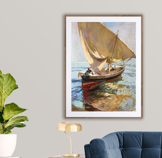 Setting Out to Sea, Valencia Camino De La Pesca by Joaquin Sorolla Y  Bastida Poster Paper or Canvas Print / Gift Idea 