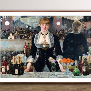 Bar at the Folies-Bergere by Eduard Manet, Fine Art Print, Realist Artwork, Impressionist Poster, Bar Décor, Drinking Poster