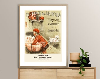 Be Kind to Animals Vintage Poster: Dog Lover Artwork