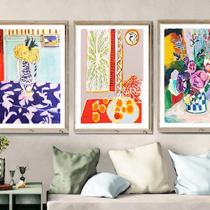 Henri Matisse Still Life Collection, Set of 3, Fine Art Prints - Floral Art Prints, Boho Living Room Decor, Aesthetic Decor