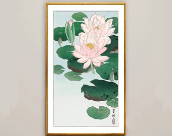 小原古邨「睡蓮に二匹の金魚」本物木版画 金魚二匹] - 東京国立近代美術館