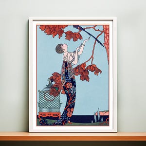 George Barbier Art Nouveau Print: L'Oiseau Volage affiche vintage image 4