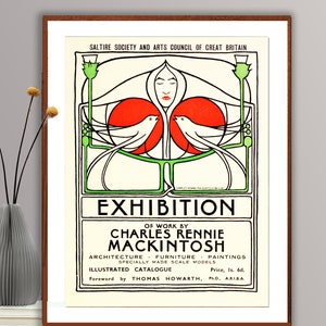 Charles Rennie Mackintosh Exhibition Poster - Arts and Crafts Movement, Art Nouveau Style, Deco Interior