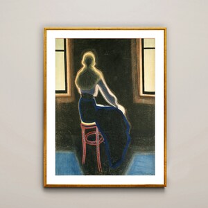 Young Woman on a Stool by Leon Spilliaert Fine Art Print - Figurative Art, Symbolist Poster, Wall Decor