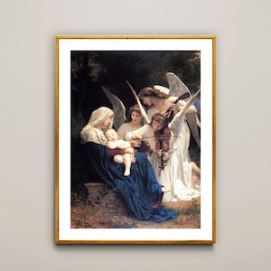 Dziewica Aniołów autorstwa Williama-Adolphe'a Bouguereau Wydruk artystyczny - Papier plakatowy lub wydruk na płótnie / Pomysł na prezent / Dekoracja ścienna