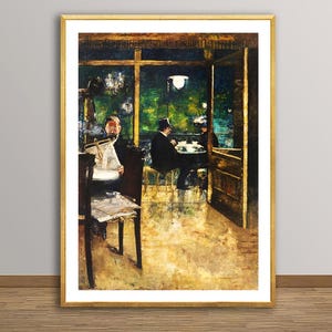 Im Cafe Bauer by Lesser Ury  Fine Art Print, Realist Artwork, Impressionist Poster, Bar Wall Décor, Drinking Poster